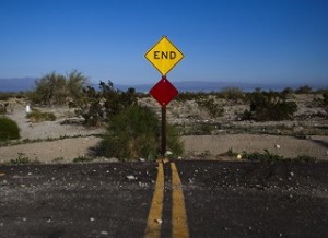 epa02647495A street sign marks the end of the road in California, USA.