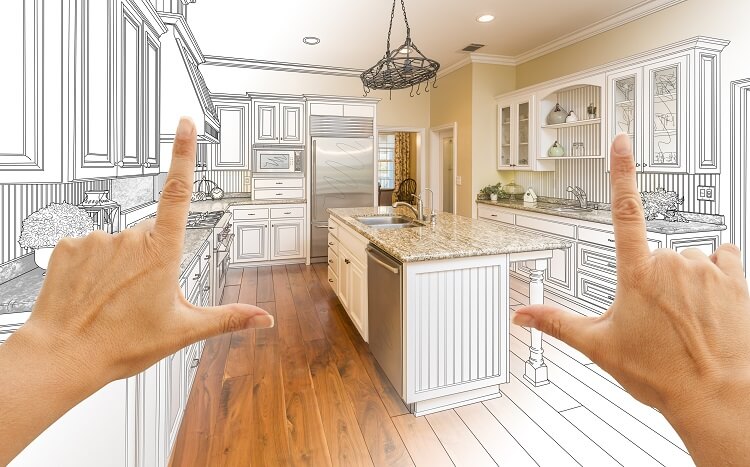 Female Hands Framing Gradated Custom Kitchen