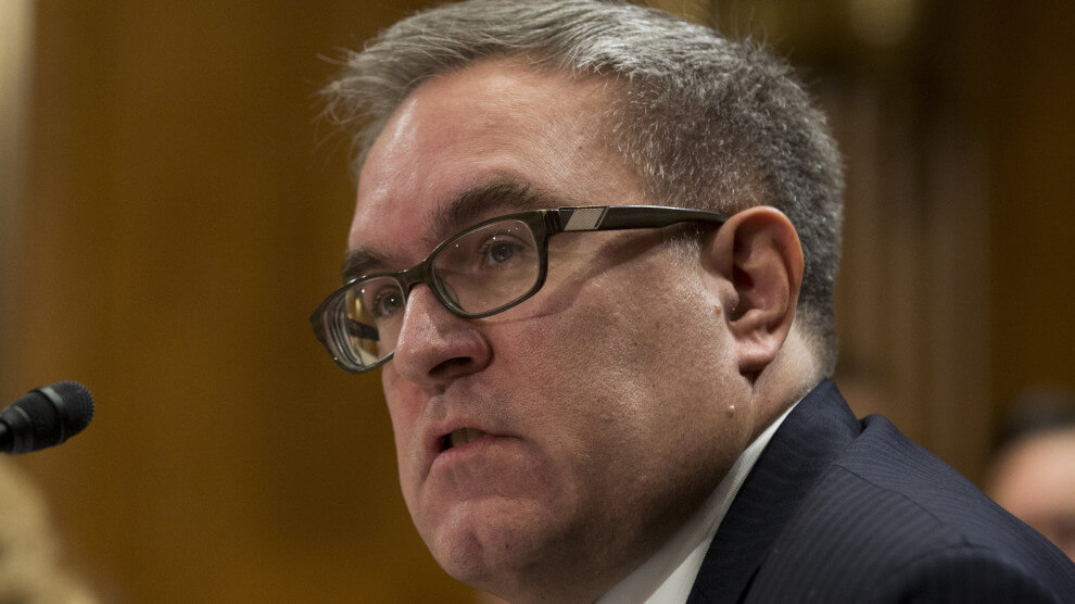 November 8, 2017 - Washington, District of Columbia, United States of America - Andrew Wheeler during his confirmation hearing to be Deputy Administrator of the Environmental Protection Agency before the United States Senate Committee on the Environment and Public Works on Capitol Hill in Washington, D.C. on November 8th, 2017. .Credit: Alex Edelman / CNP (Credit Image: � Alex Edelman/CNP via ZUMA Wire)